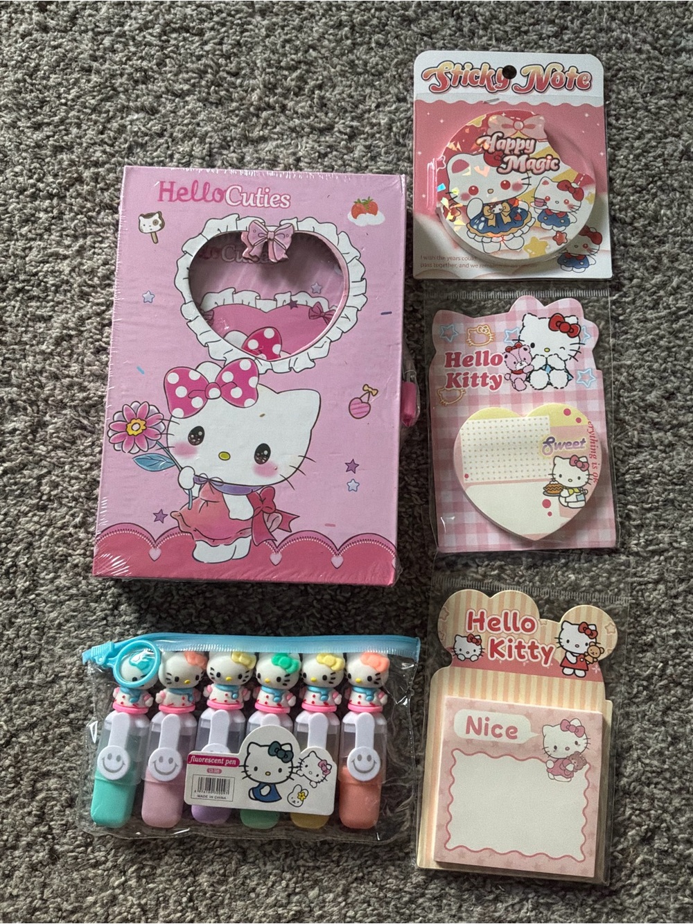 Sanrio Hello Kitty 5 Piece Pink Journal Stationery Gift Set